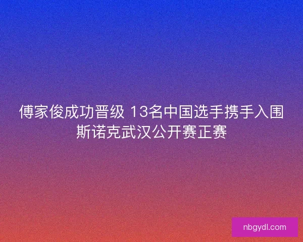 傅家俊成功晋级 13名中国选手携手入围斯诺克武汉公开赛正赛