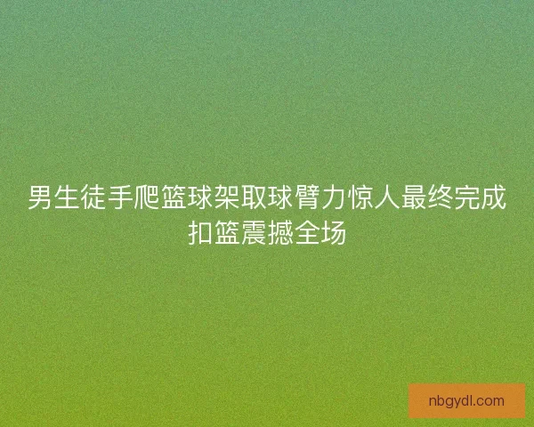 男生徒手爬篮球架取球臂力惊人最终完成扣篮震撼全场